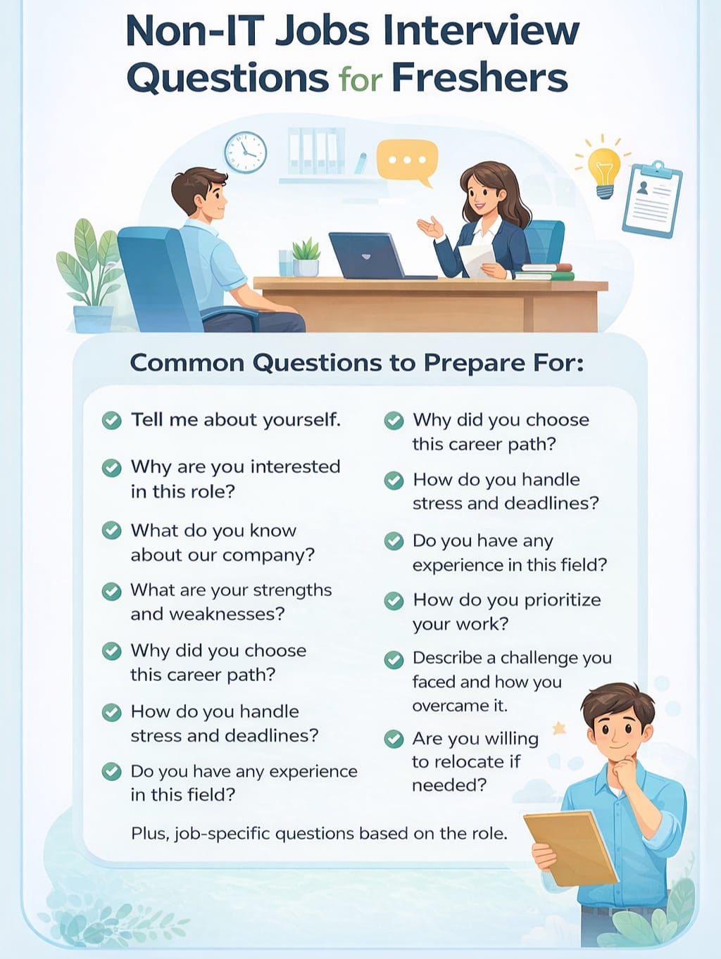 Top HR interview questions and answers for freshers in Non IT jobs