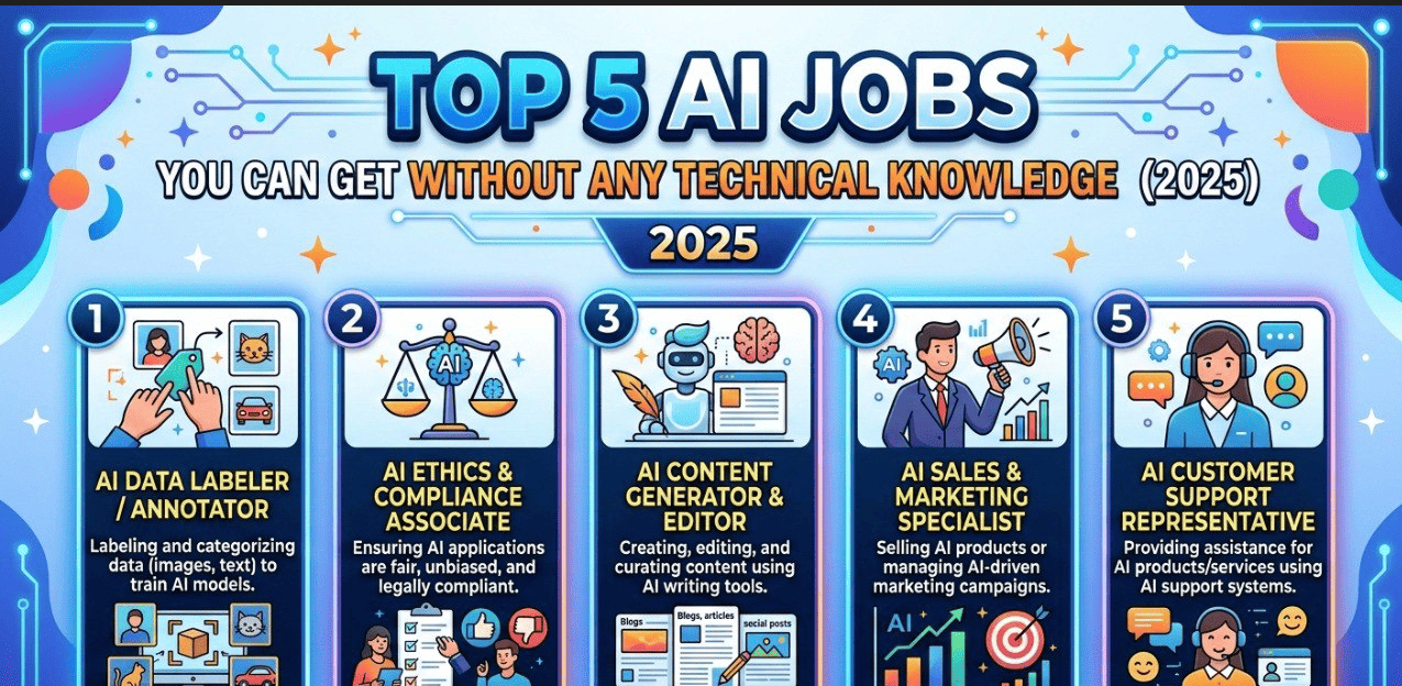 Top 5 AI Jobs You Can Get Without Any Technical Knowledge (2025)